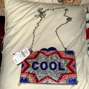 Crazy/Cool Bari Lynn Box Bag Clutch Purse Neiman Marcus Acrylic Glitter NWT